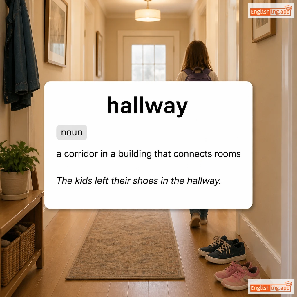 hallway definition card — visual illustration of the meaning