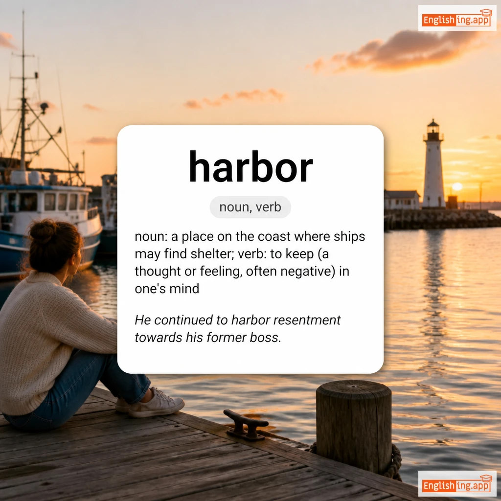 harbor definition card — visual illustration of the meaning