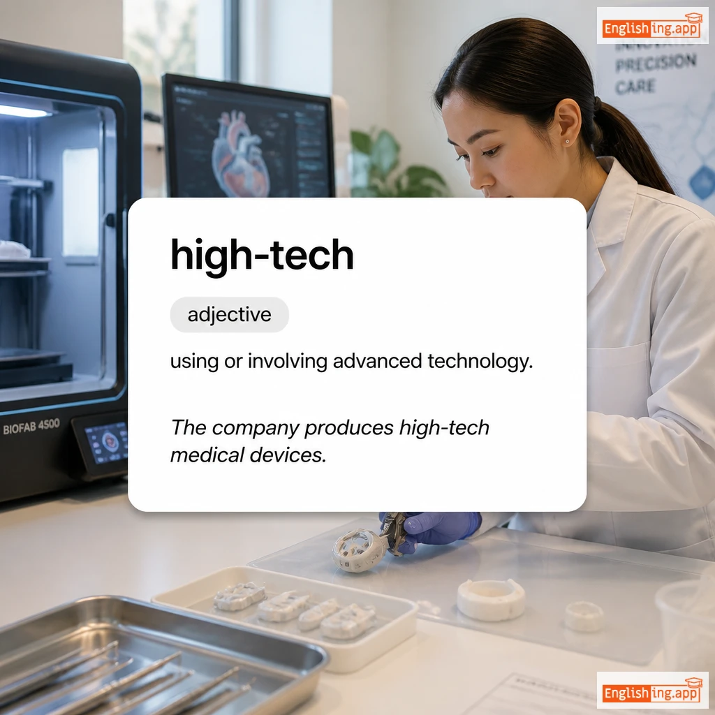 high-tech definition card — visual illustration of the meaning