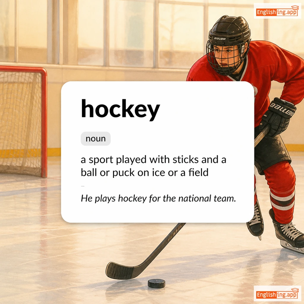 hockey definition card — visual illustration of the meaning