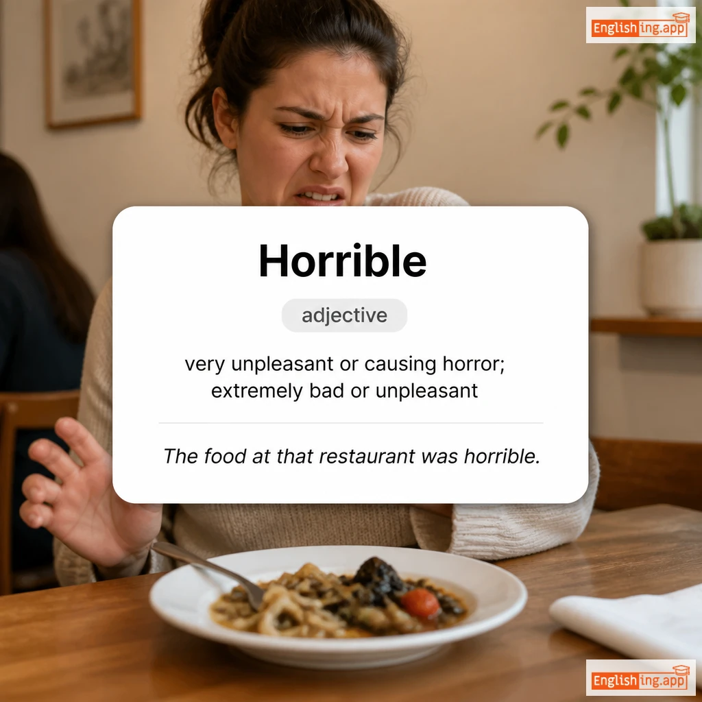 Horrible definition card — visual illustration of the meaning