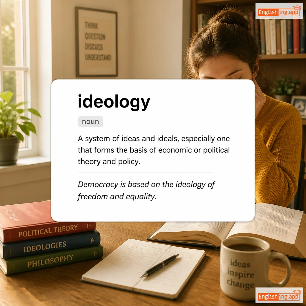 ideology definition card — visual illustration of the meaning