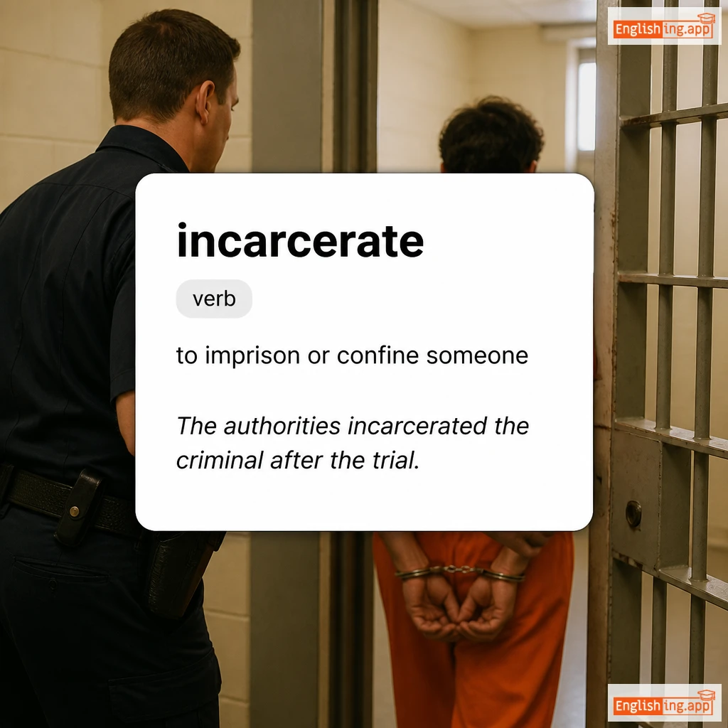 incarcerate definition card — visual illustration of the meaning