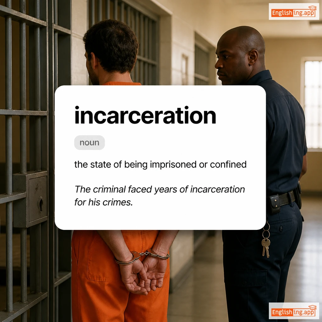 incarceration definition card — visual illustration of the meaning