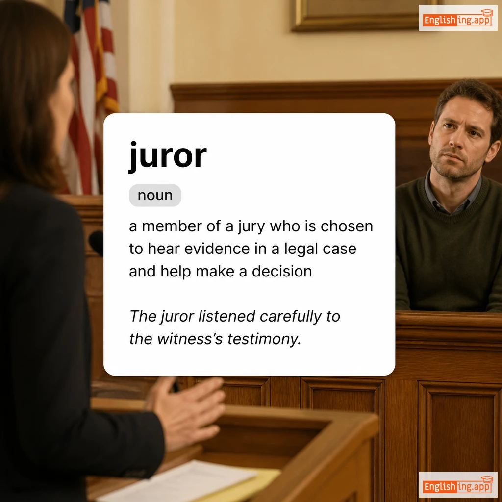 juror definition card — visual illustration of the meaning