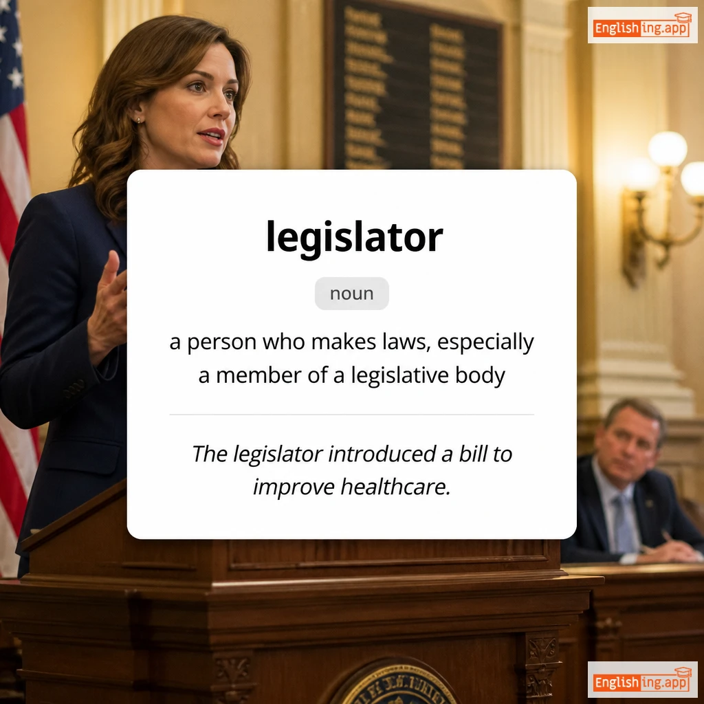 legislator definition card — visual illustration of the meaning