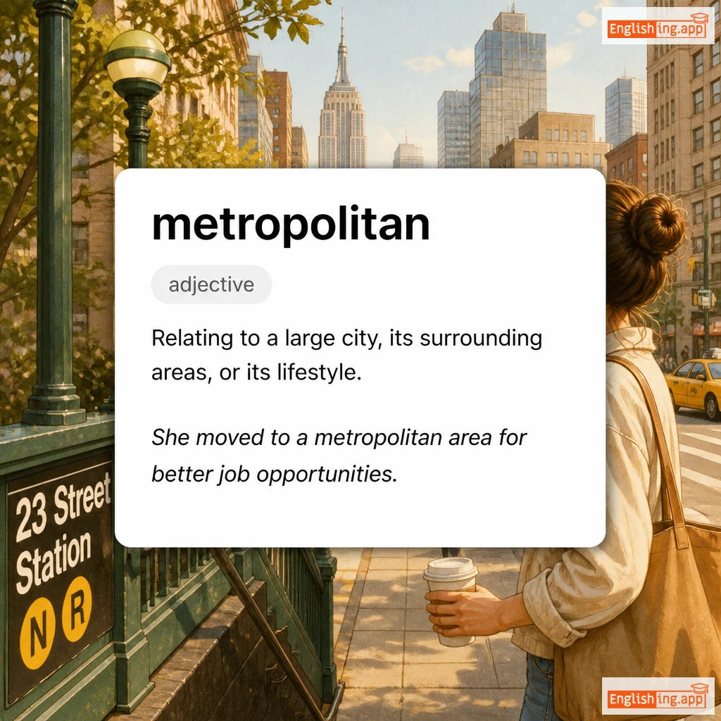 metropolitan definition card — visual illustration of the meaning