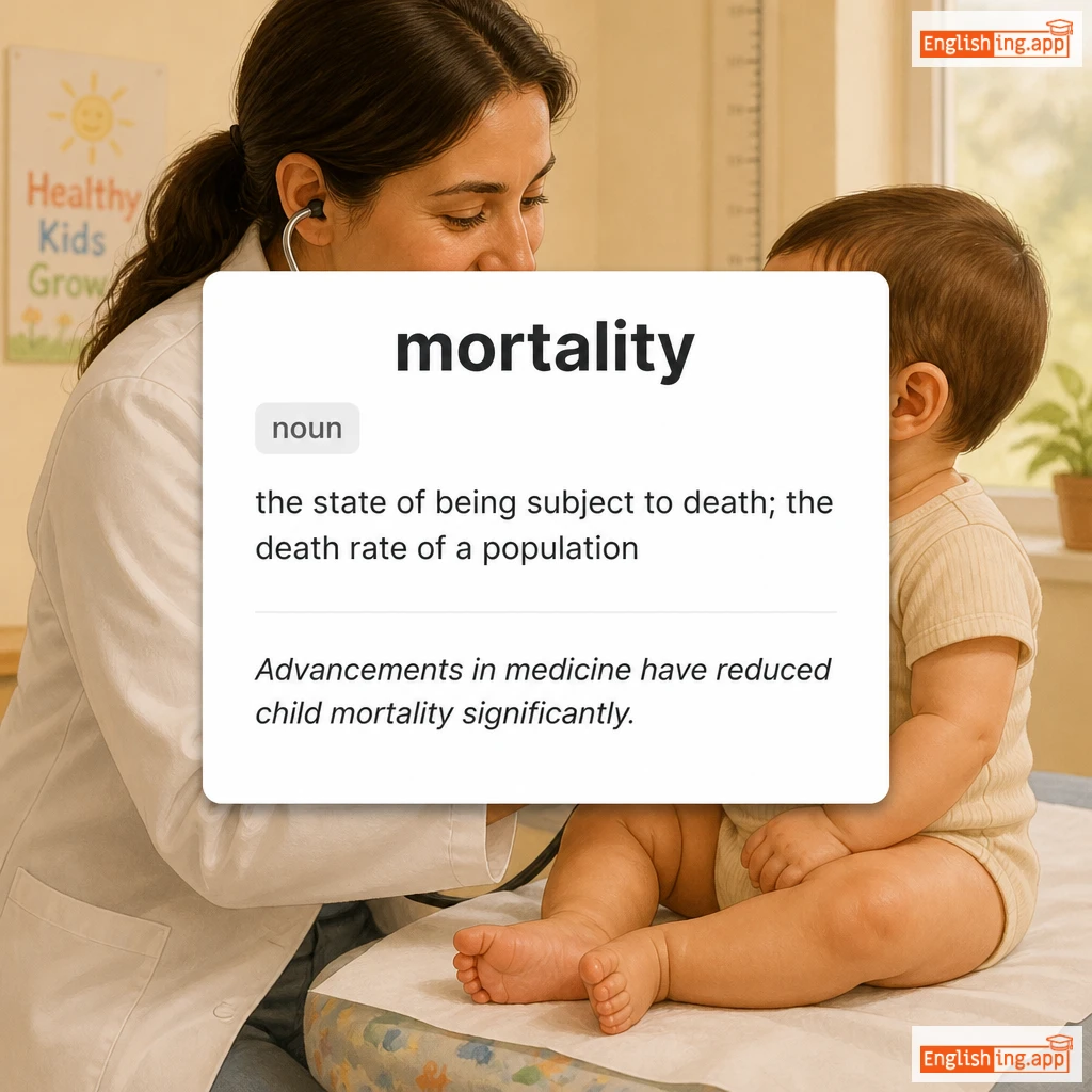 mortality definition card — visual illustration of the meaning