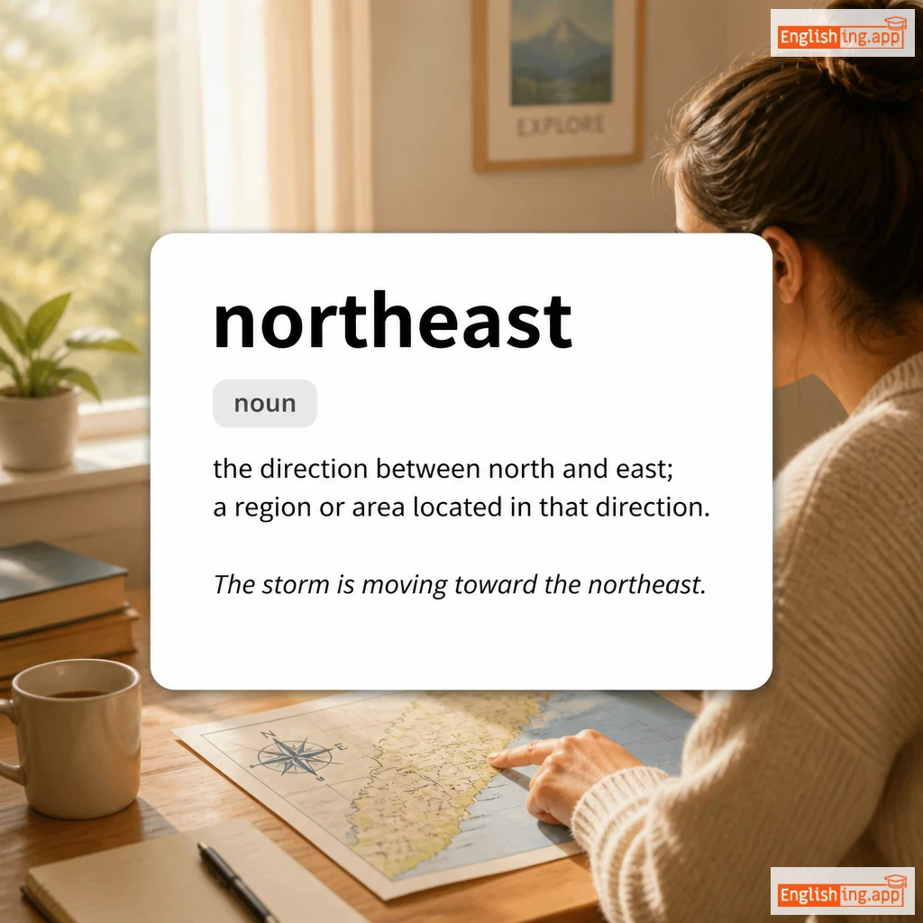 northeast definition card — visual illustration of the meaning