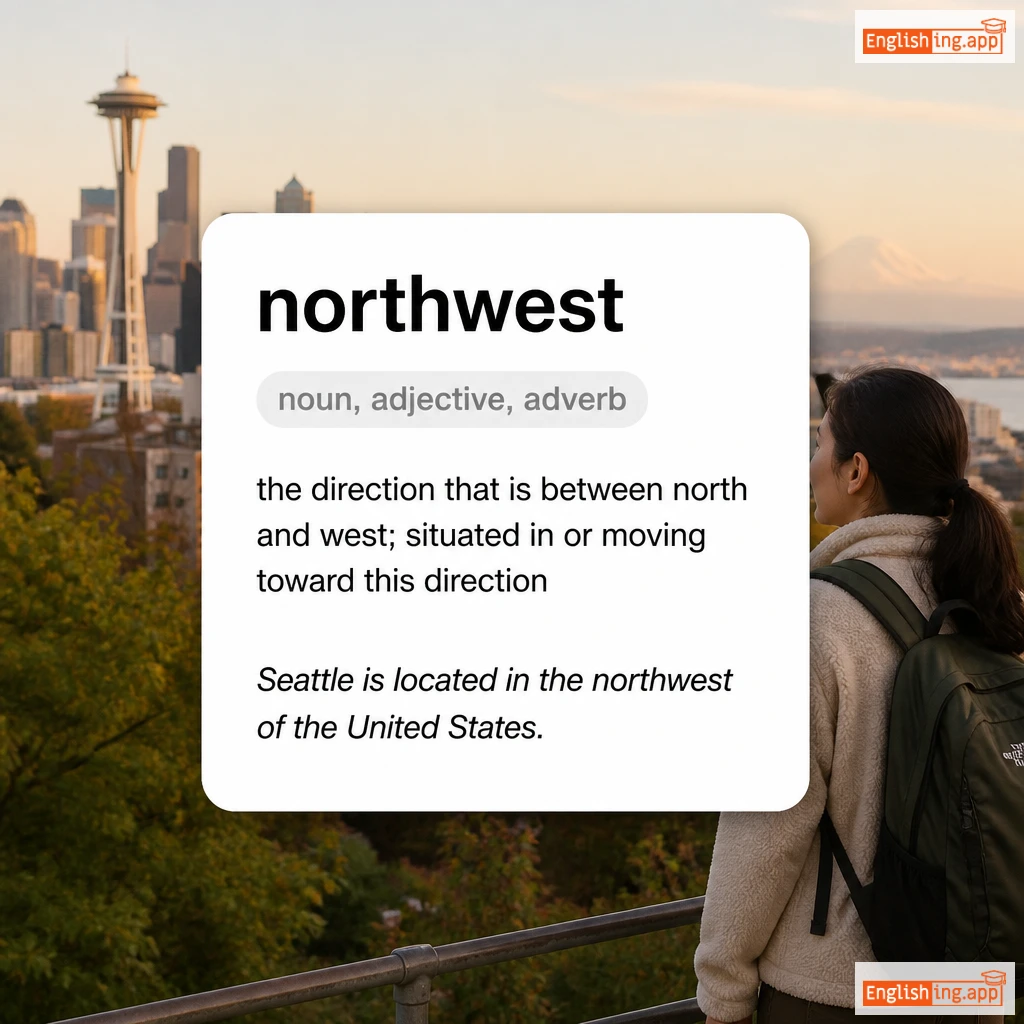 northwest definition card — visual illustration of the meaning