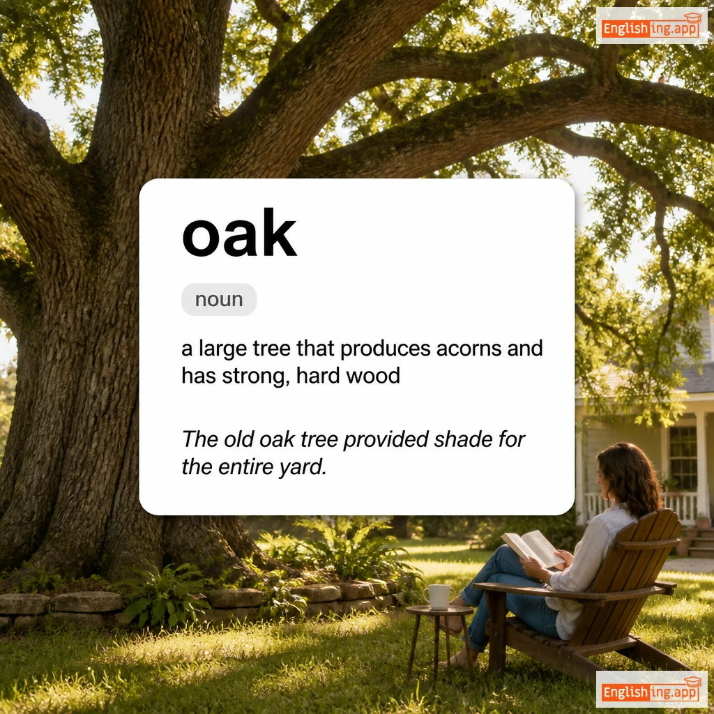 oak definition card — visual illustration of the meaning