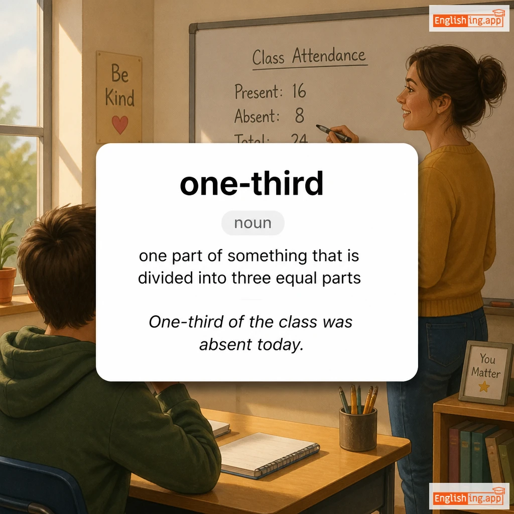 one-third definition card — visual illustration of the meaning