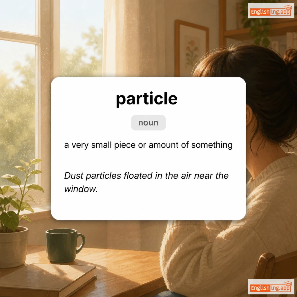 particle definition card — visual illustration of the meaning