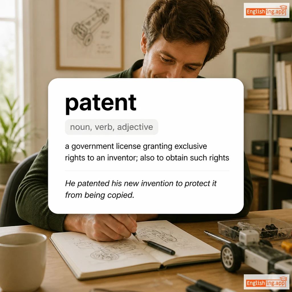 patent definition card — visual illustration of the meaning