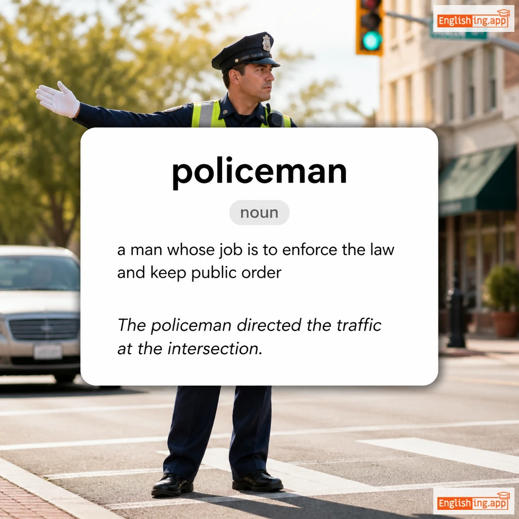 policeman definition card — visual illustration of the meaning