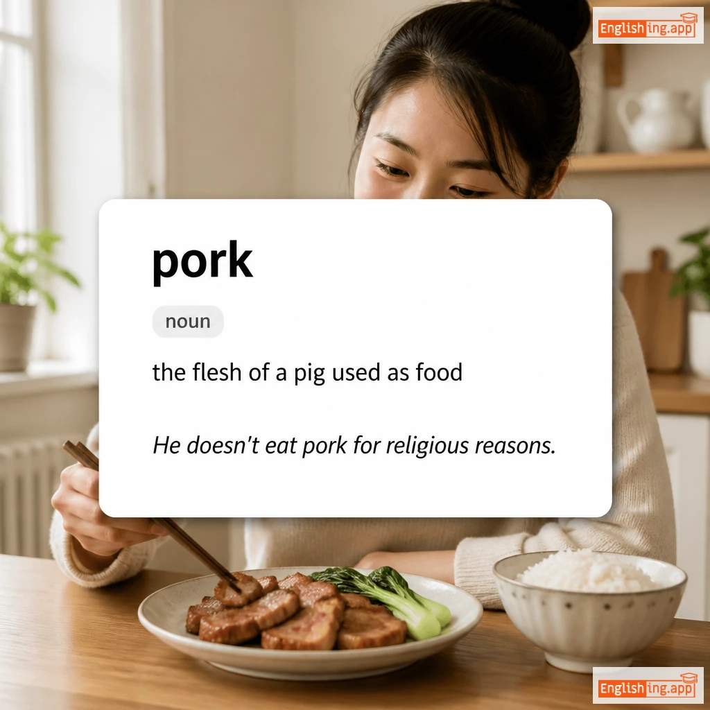 pork definition card — visual illustration of the meaning