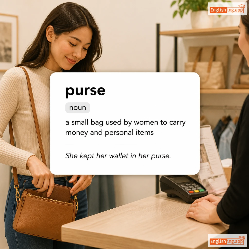 purse definition card — visual illustration of the meaning