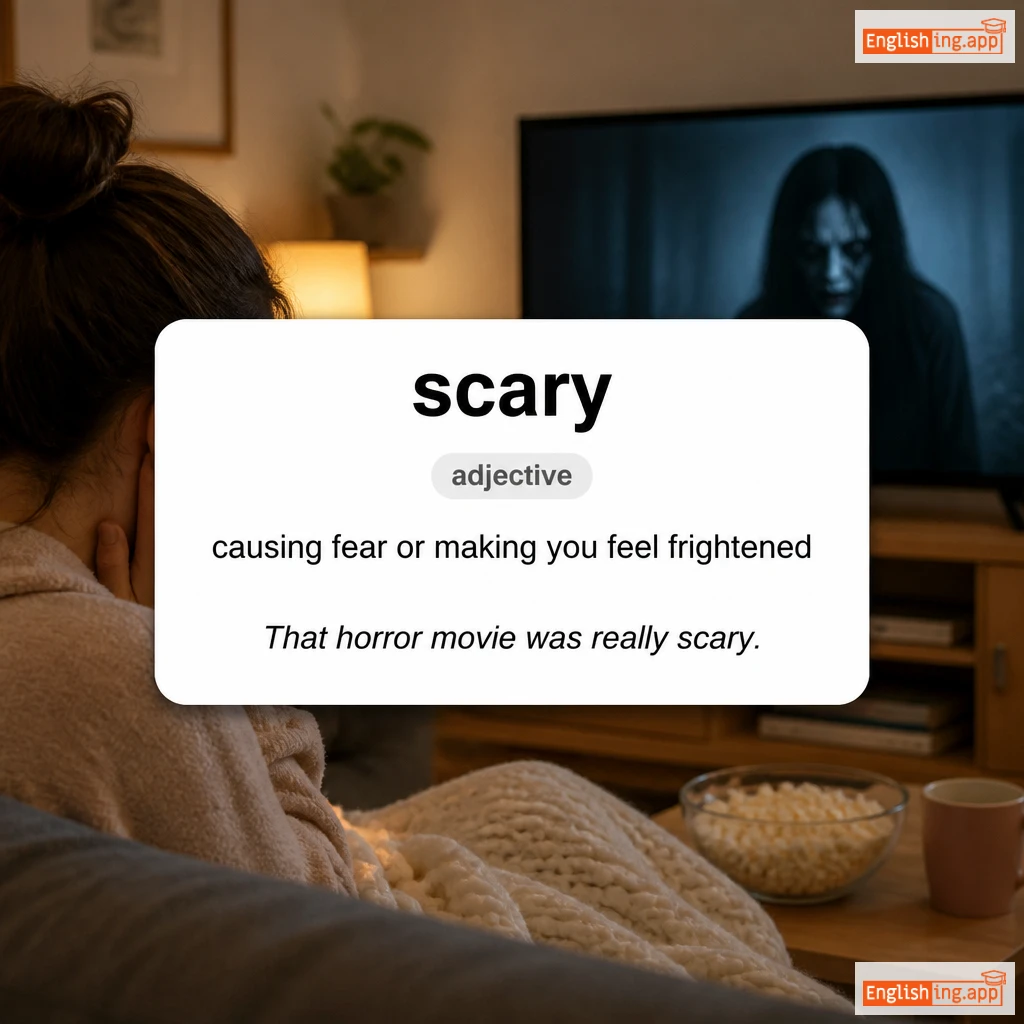 scary definition card — visual illustration of the meaning