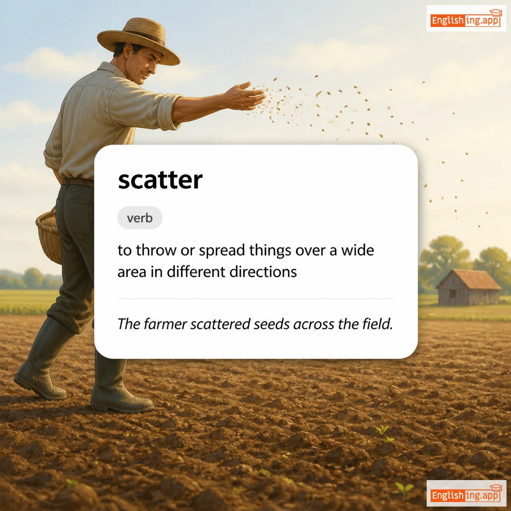 scatter definition card — visual illustration of the meaning