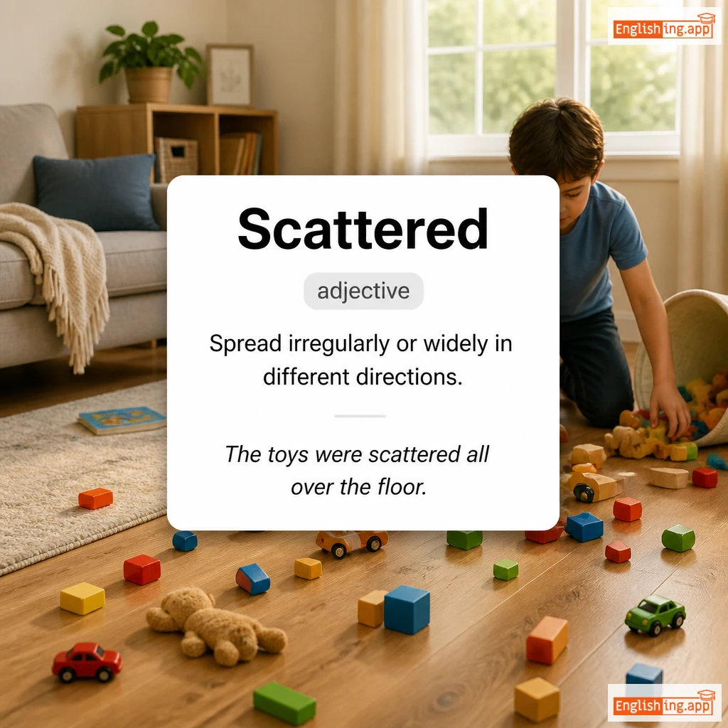Scattered definition card — visual illustration of the meaning