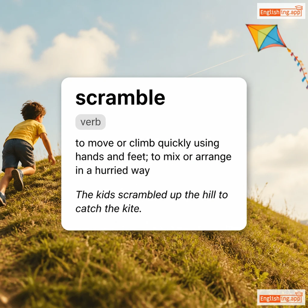 scramble definition card — visual illustration of the meaning