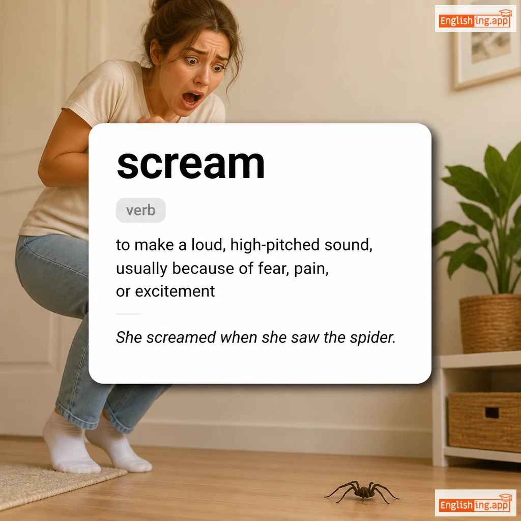 scream definition card — visual illustration of the meaning