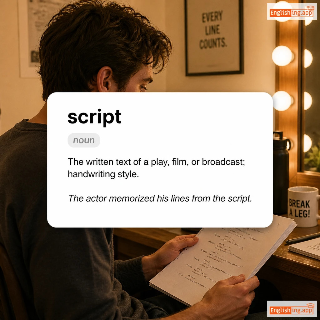script definition card — visual illustration of the meaning