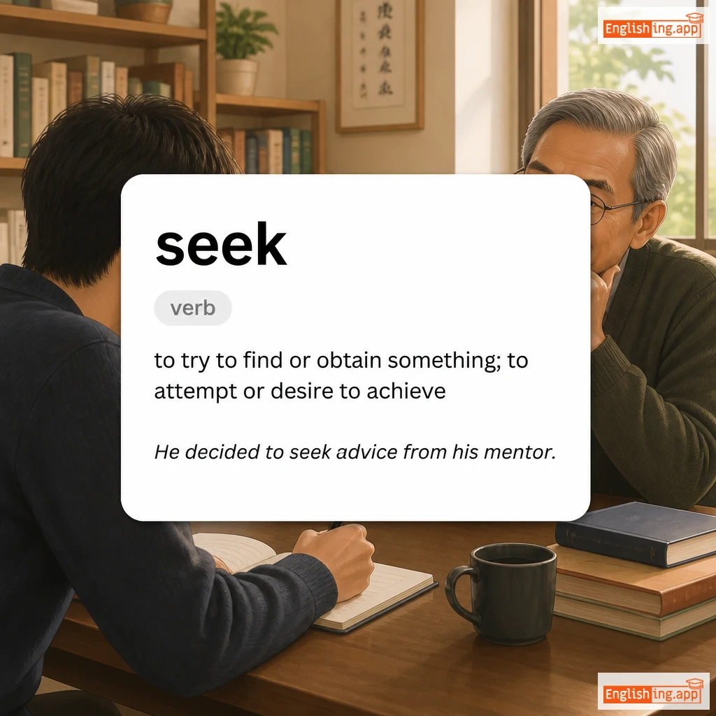 seek definition card — visual illustration of the meaning