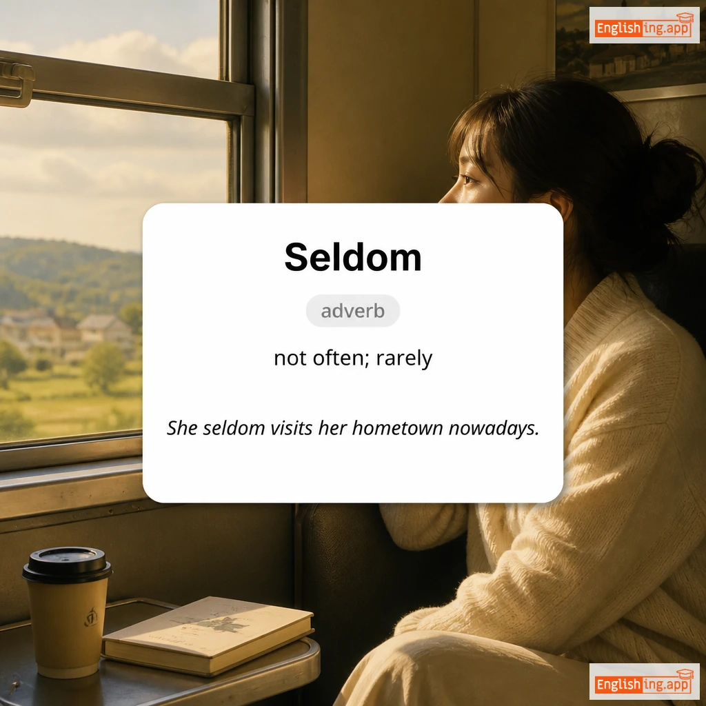 Seldom definition card — visual illustration of the meaning