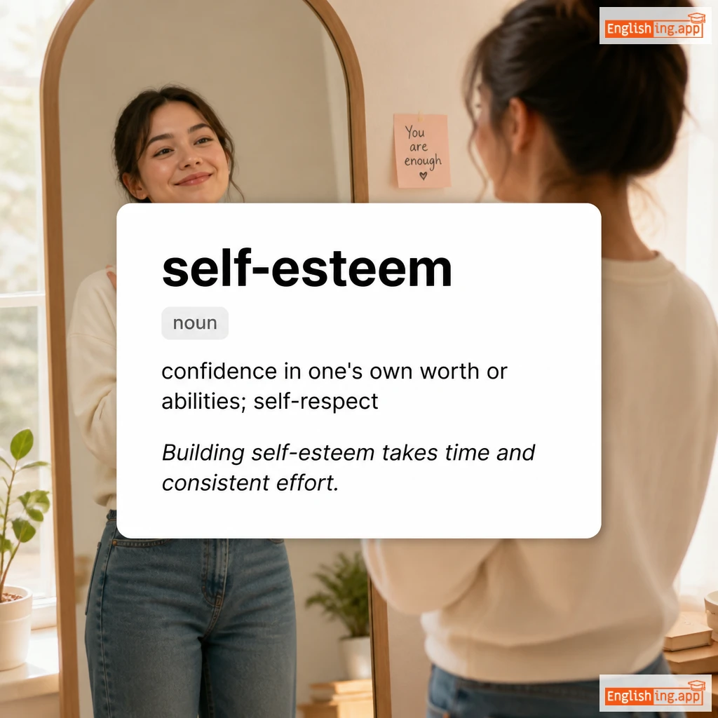 self-esteem definition card — visual illustration of the meaning