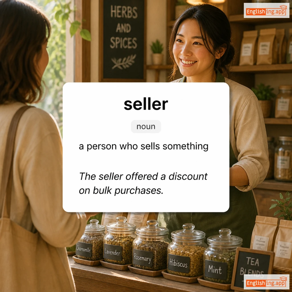seller definition card — visual illustration of the meaning