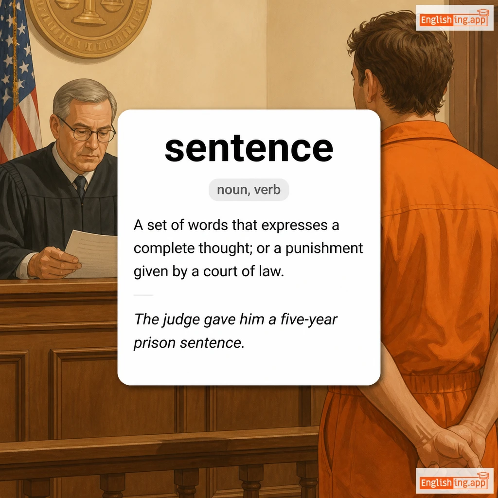 sentence definition card — visual illustration of the meaning