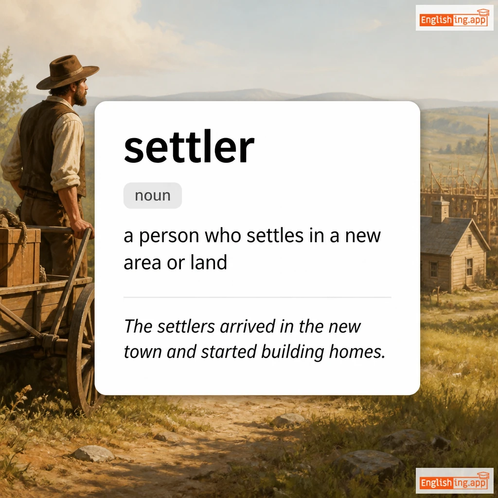 settler definition card — visual illustration of the meaning