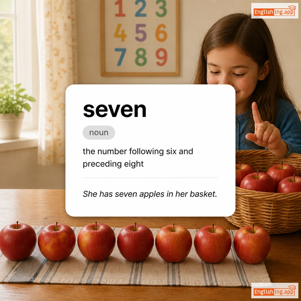 seven definition card — visual illustration of the meaning