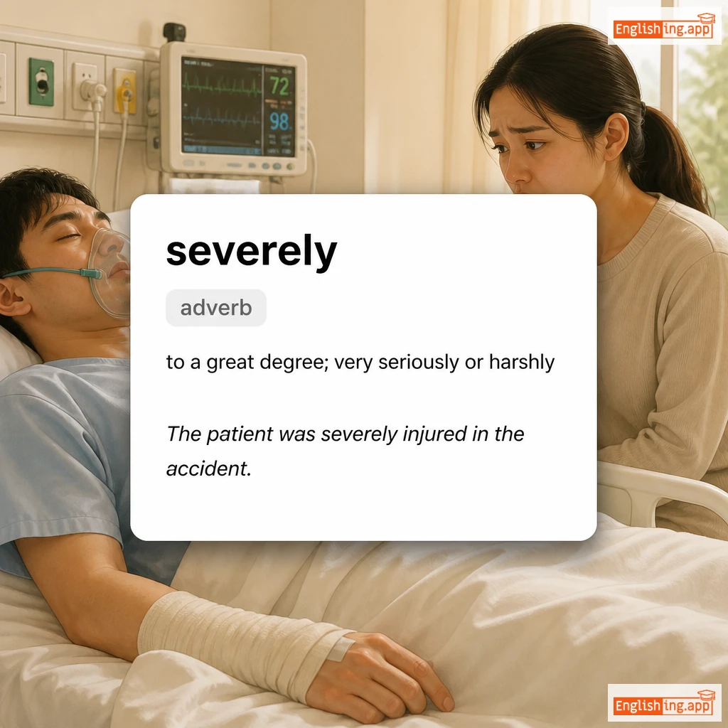 severely definition card — visual illustration of the meaning