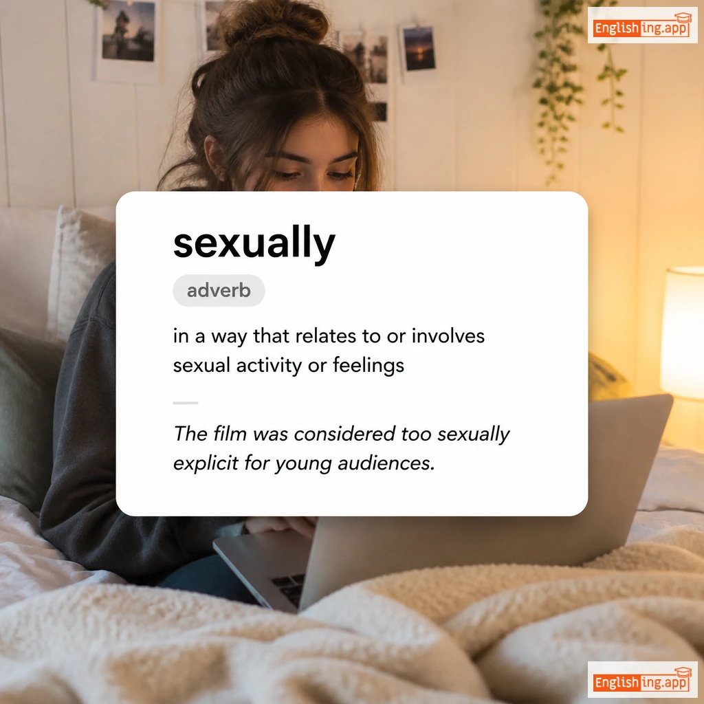 sexually definition card — visual illustration of the meaning