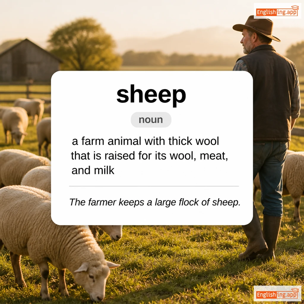 sheep definition card — visual illustration of the meaning