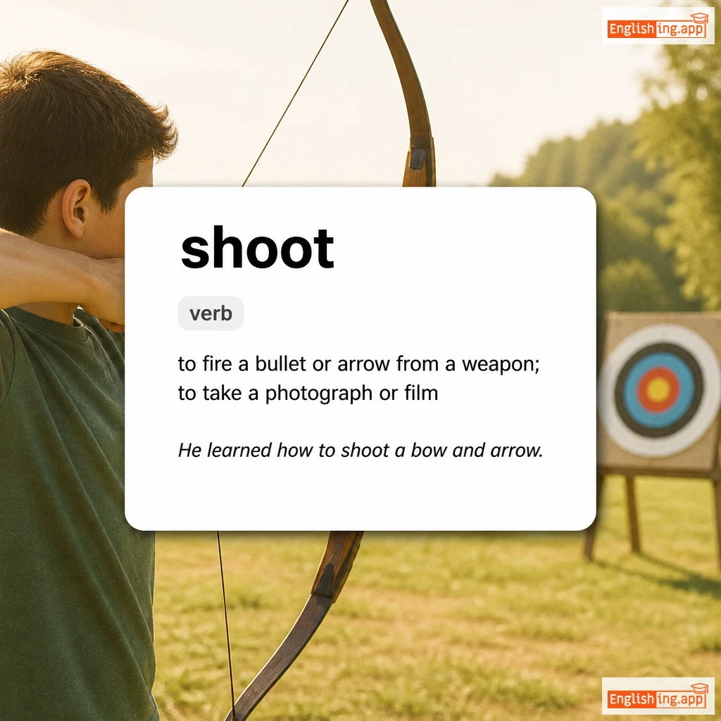 shoot definition card — visual illustration of the meaning