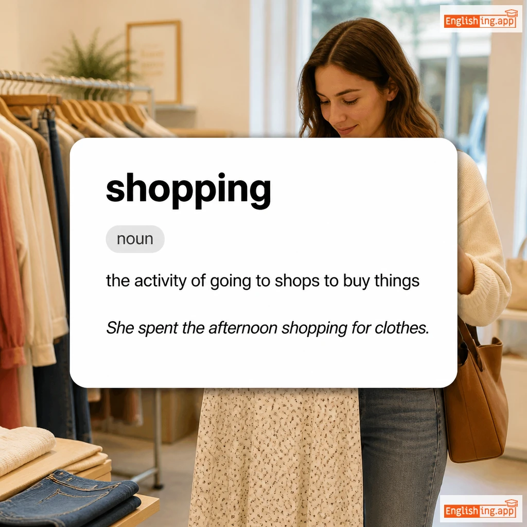 shopping definition card — visual illustration of the meaning