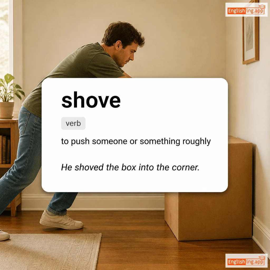 shove definition card — visual illustration of the meaning