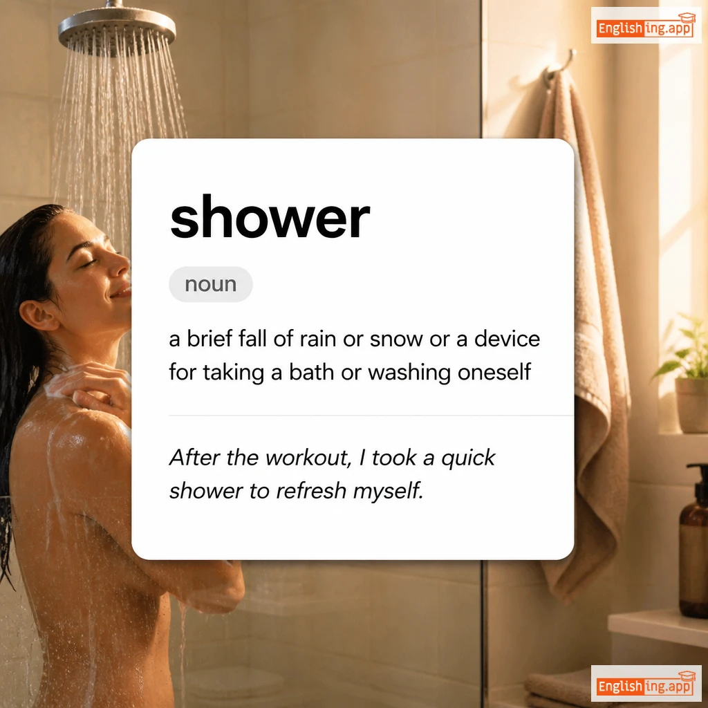 shower definition card — visual illustration of the meaning