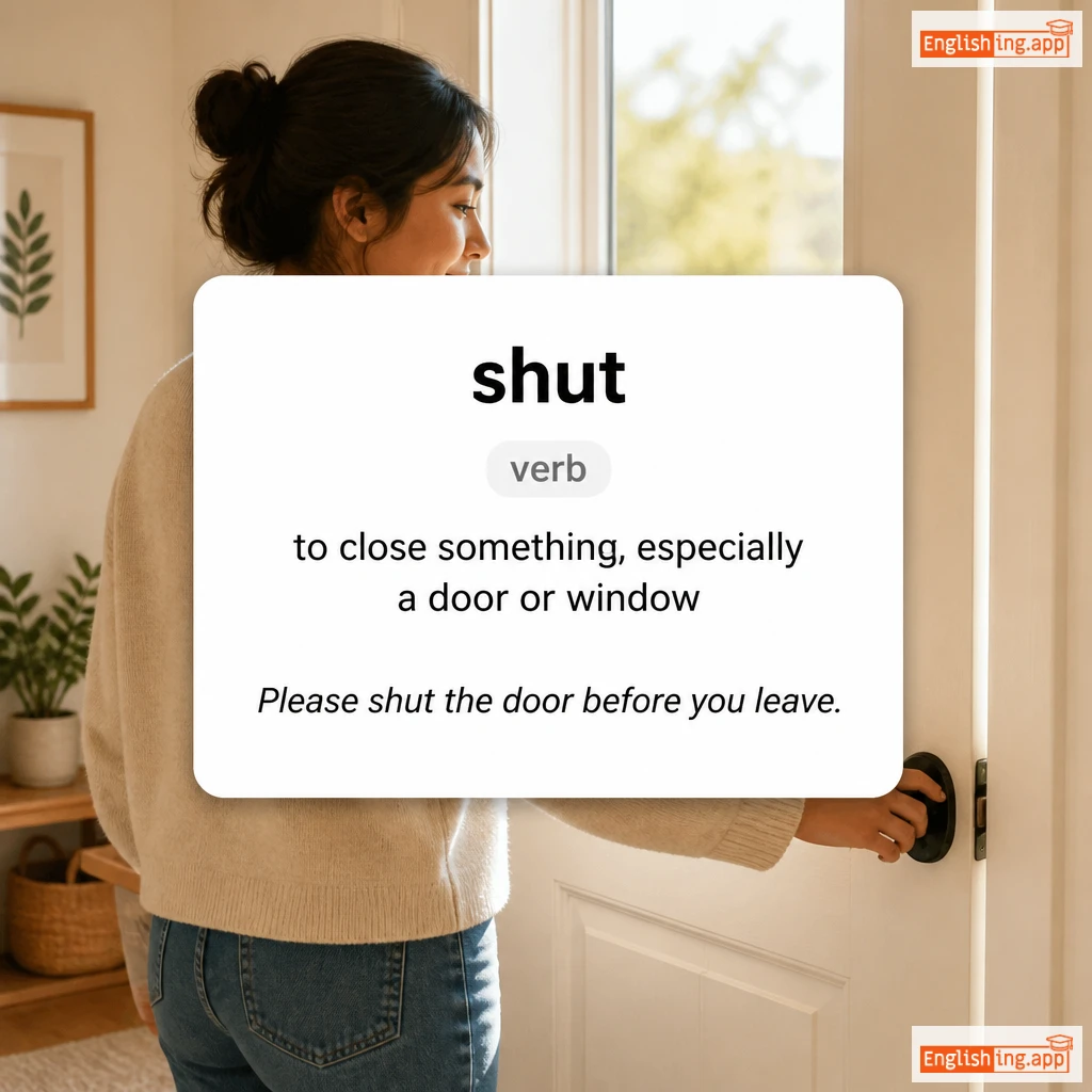 shut definition card — visual illustration of the meaning