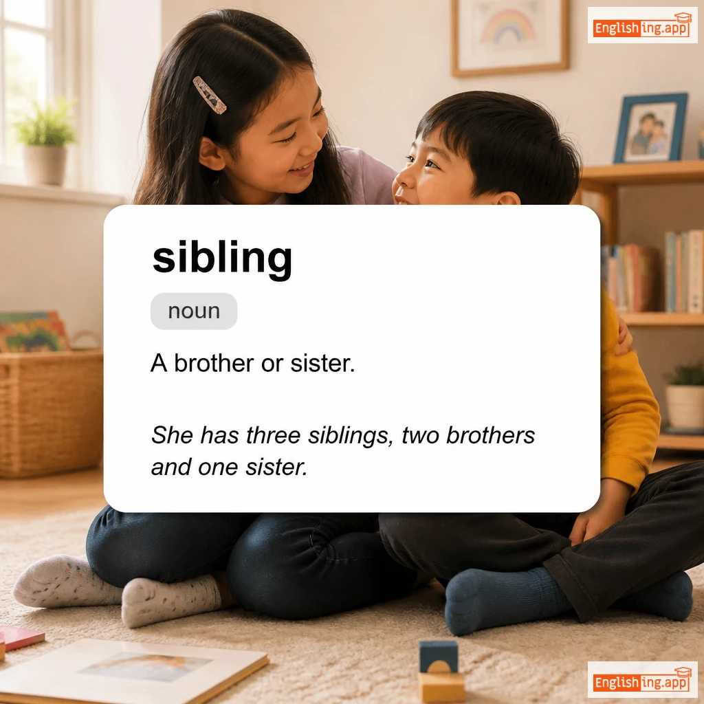 sibling definition card — visual illustration of the meaning