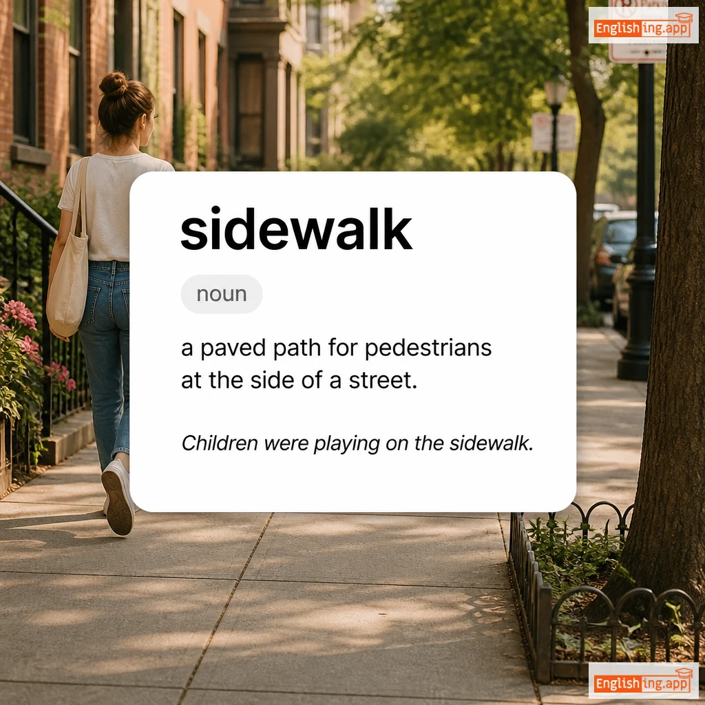 sidewalk definition card — visual illustration of the meaning