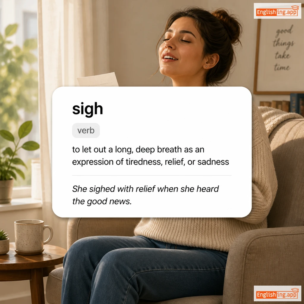 sigh definition card — visual illustration of the meaning