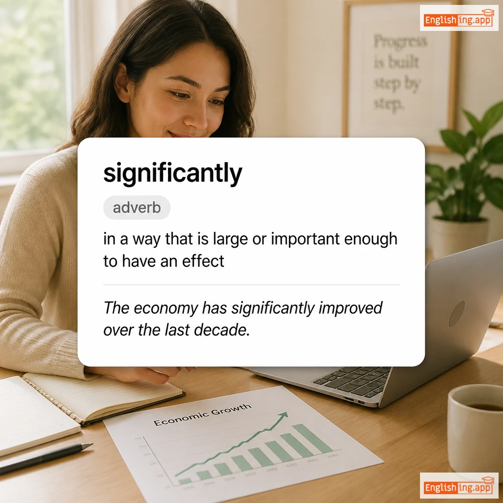 significantly definition card — visual illustration of the meaning