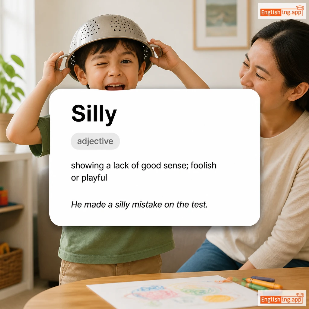 Silly definition card — visual illustration of the meaning