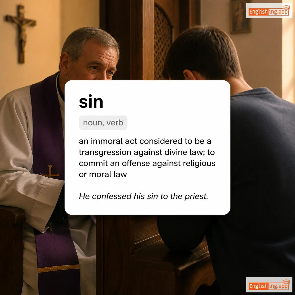 sin definition card — visual illustration of the meaning