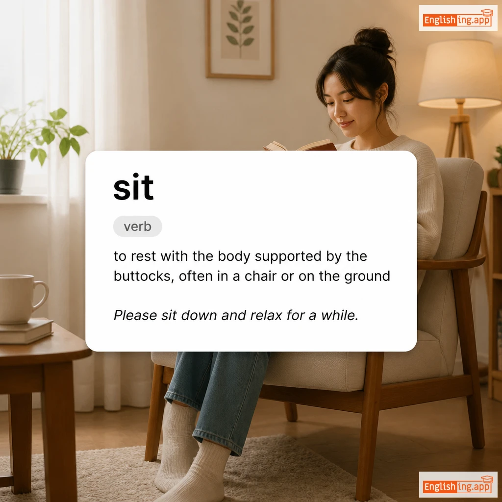 sit definition card — visual illustration of the meaning