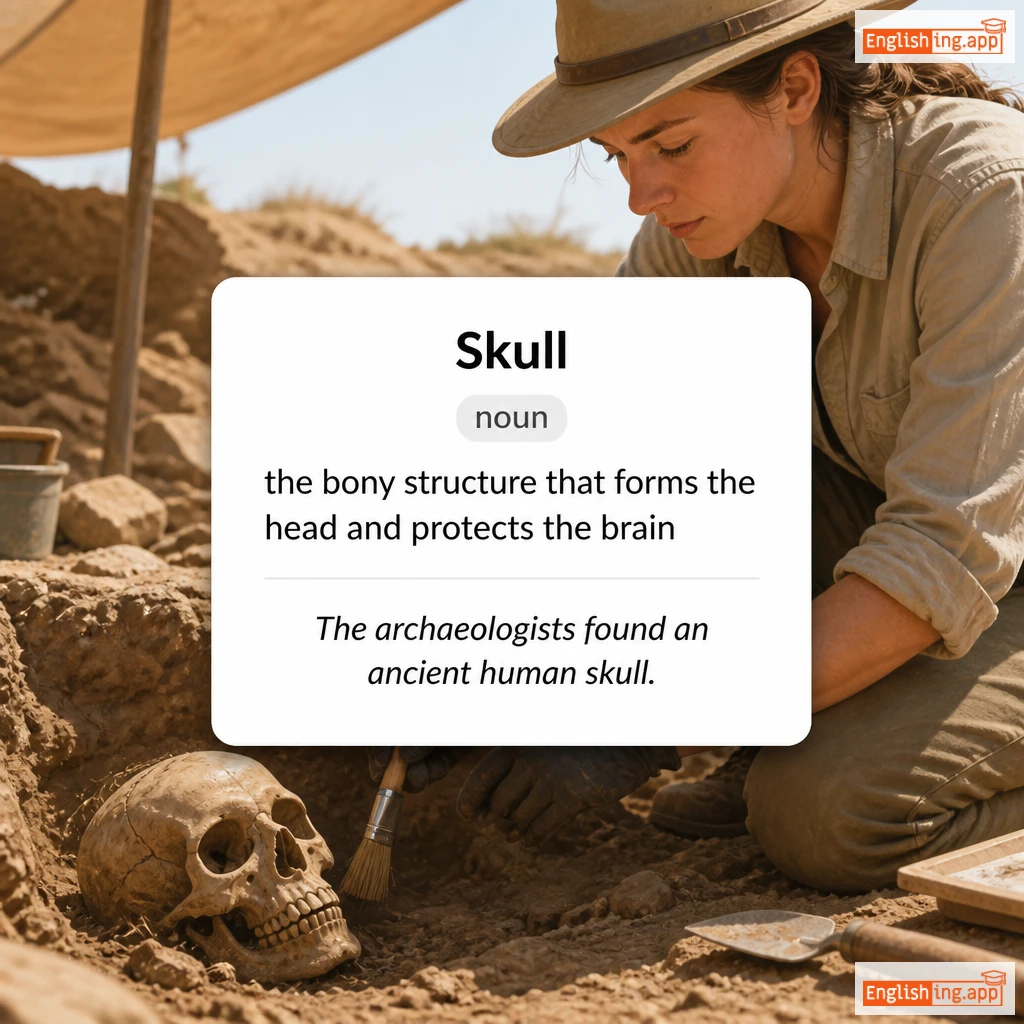 Skull definition card — visual illustration of the meaning